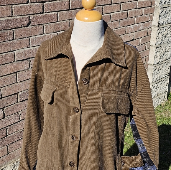 NWT Gilded Intent brown cord/blue plaid jacket - Picture 9 of 10